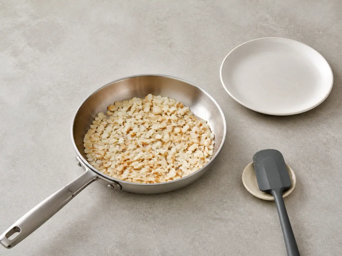 Coconut flakes lightly toasted to pale gold in a small skillet